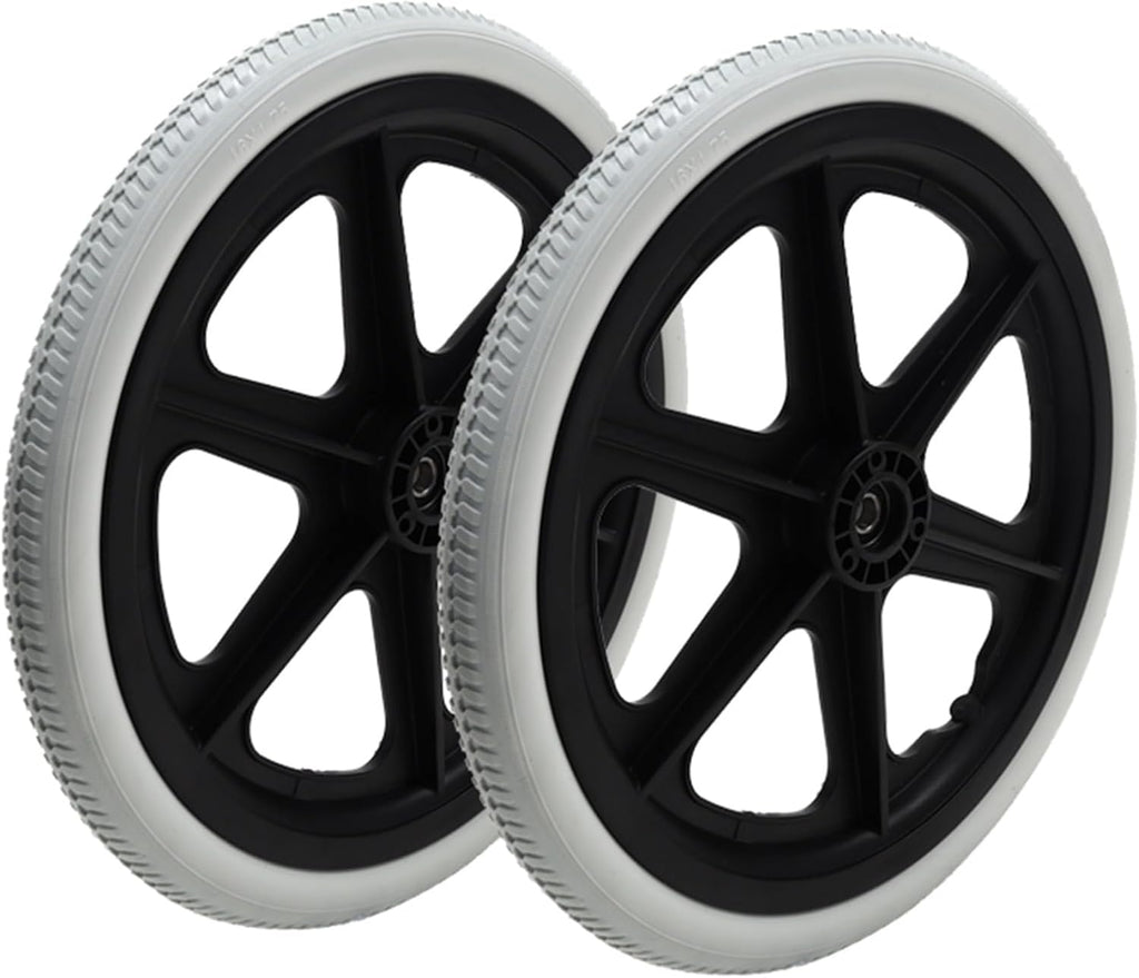 16 inch Wheelchair Replacement Wheels, 16×1.75 Solid Tire Rear Wheel for Manual Wheelchair,Gray Rear Wheel Assembly, 2 Pcs