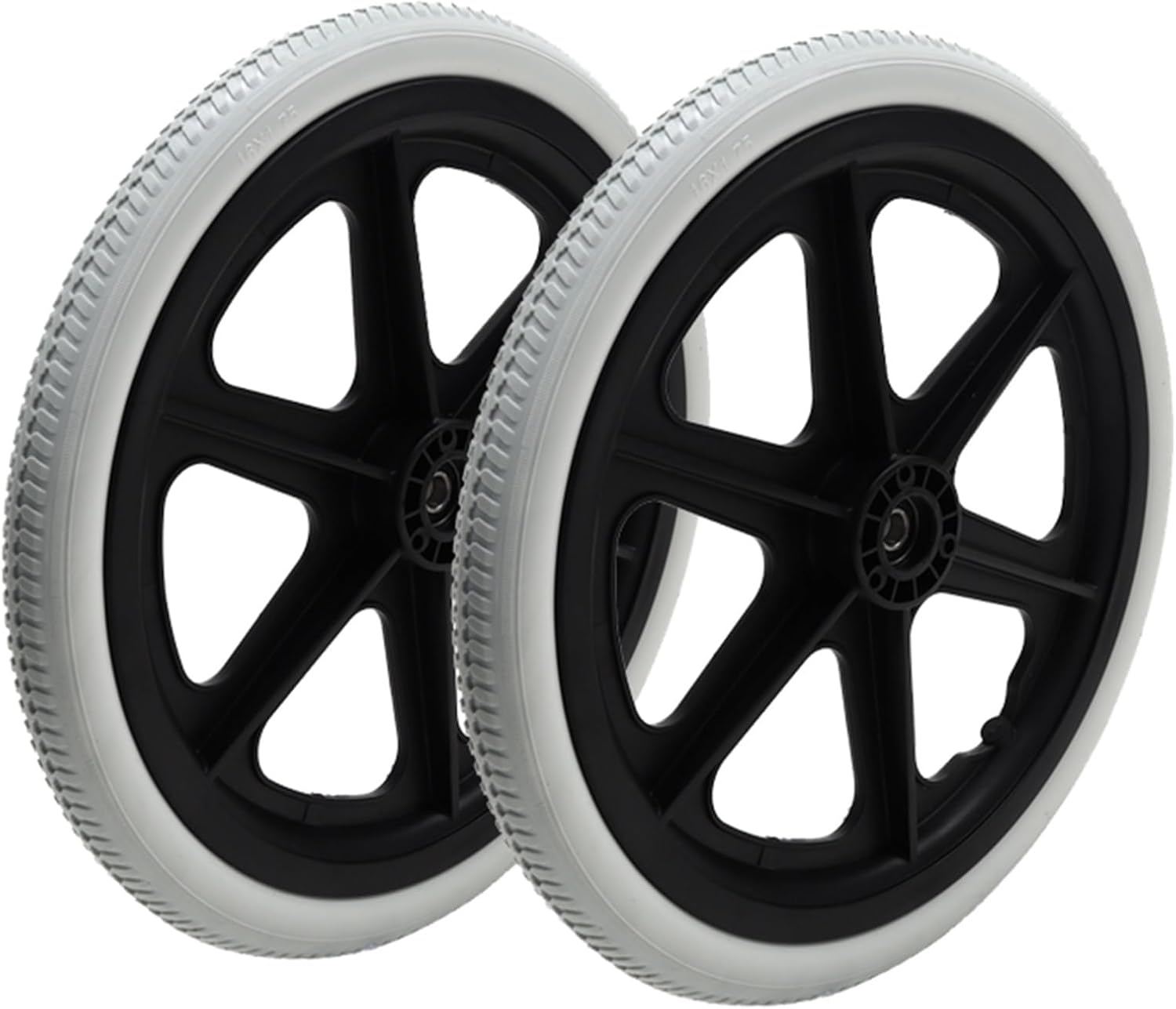 16 inch Wheelchair Replacement Wheels, 16×1.75 Solid Tire Rear Wheel for Manual Wheelchair,Gray Rear Wheel Assembly, 2 Pcs