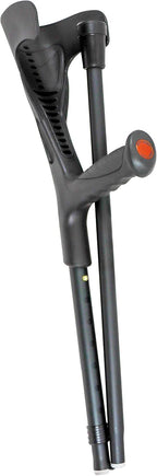 PEPE Mobility Folding Crutch for Adults (x1 Unit), Open Cuff, Adjustable Height, Aluminium, Orthopaedic, Elbow Crutches Women and Men, Black
