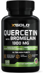 Micronized Quercetin + Bromelain 1,300mg Quercetin: 95% - Highly Purified and Highly Bioavailable Plus Bromelain 2,400 GDU/g - Made in USA | 120 Capsules