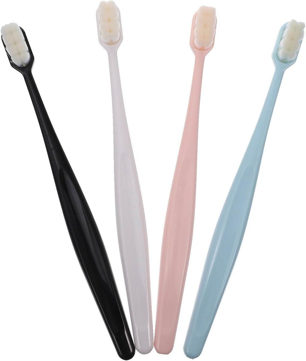 Soft Bristle Manual Toothbrush 4pcs for Adults, Pregnant Women, Ultra-fine Bristles Oral Care Tool, Multi-Color Pack for Sensitive Gums and Daily Teeth Cleaning