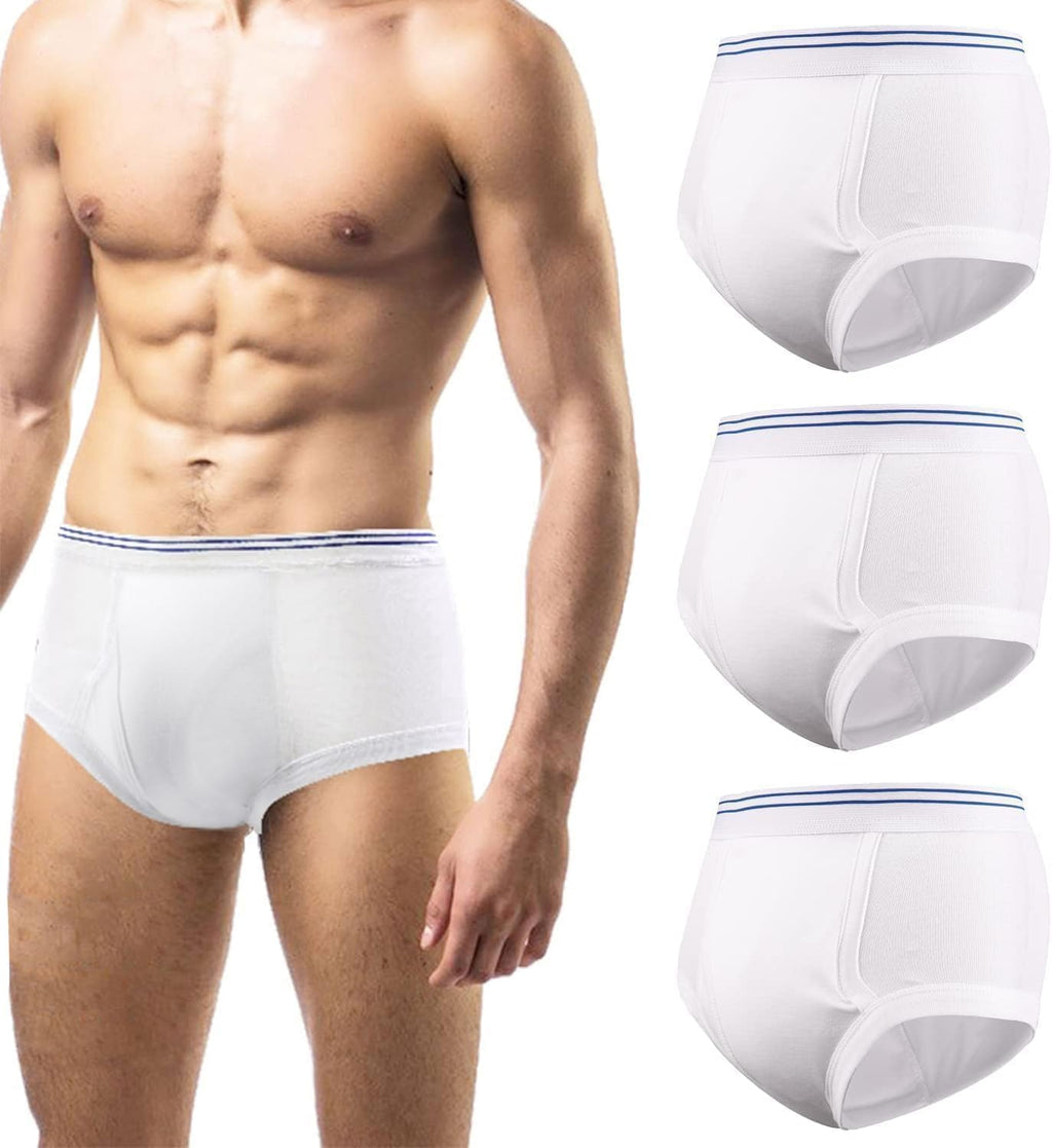 CARER Mens Incontinence Underwear Washable 3 Pack Cotton Reusable Incontinence Boxers Briefs for Men Built in Cotton Pad for Bladder Leakage 150ML, Medium