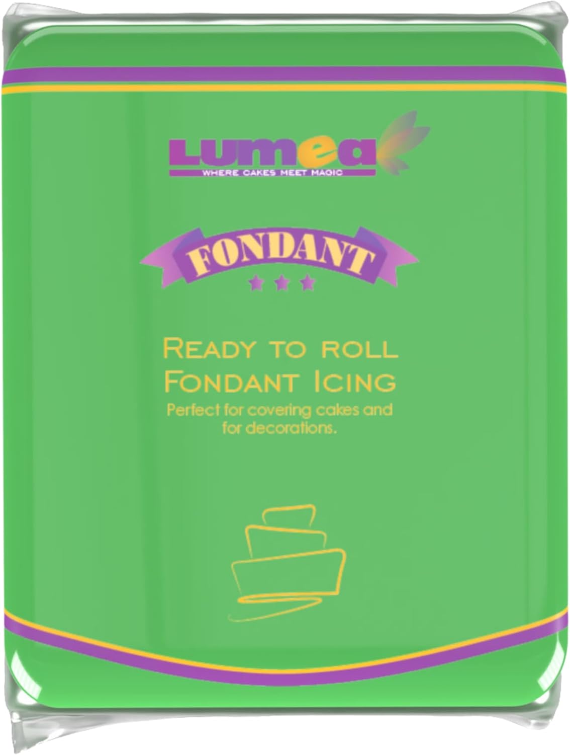 Dekozauber24 Fondant green, 1.1 LB, for cakes and figurines, gluten free, slight vanilla taste, green fondant icing ready to roll for edible cake decoration