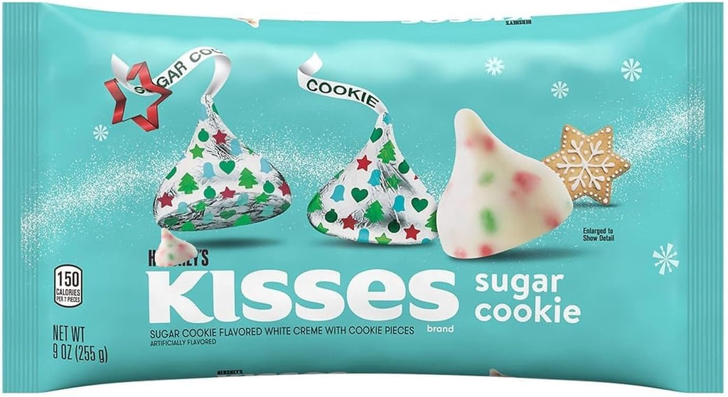 Hershey.sKISSES Sugar Cookie Kisses 9 oz Bag, White Creme with Cookie Bulk Festively Red & Heart Individually Wrapped White Chocolate Candy - Perfect for Easter Gift Basket and Egg Hunt Filler