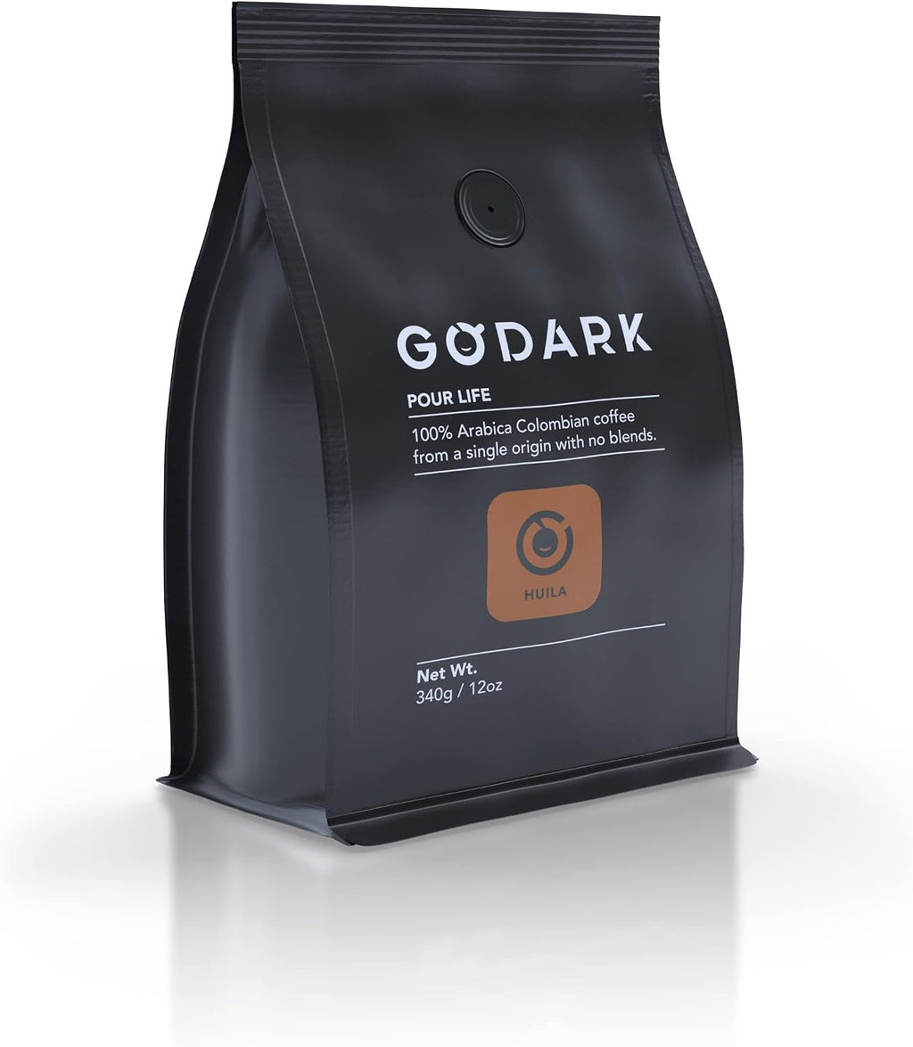 Colombian Geisha Coffee, Huila Region, Buenavista Farm, Medium Dark Roast, 12oz, 1 Bag, Whole Bean.