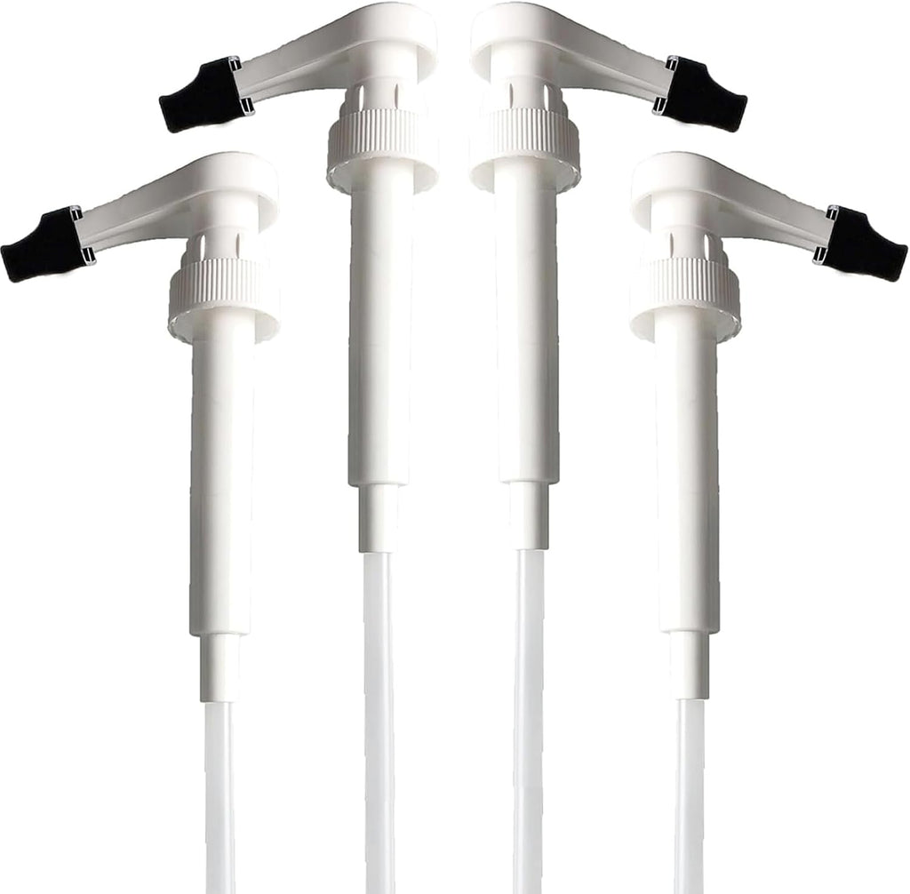 Coffee Syrup Pumps for Monin Syrup Bottles Plastic 1 Liter Only, with Pump Tip Covers Included, 4 Packs, White