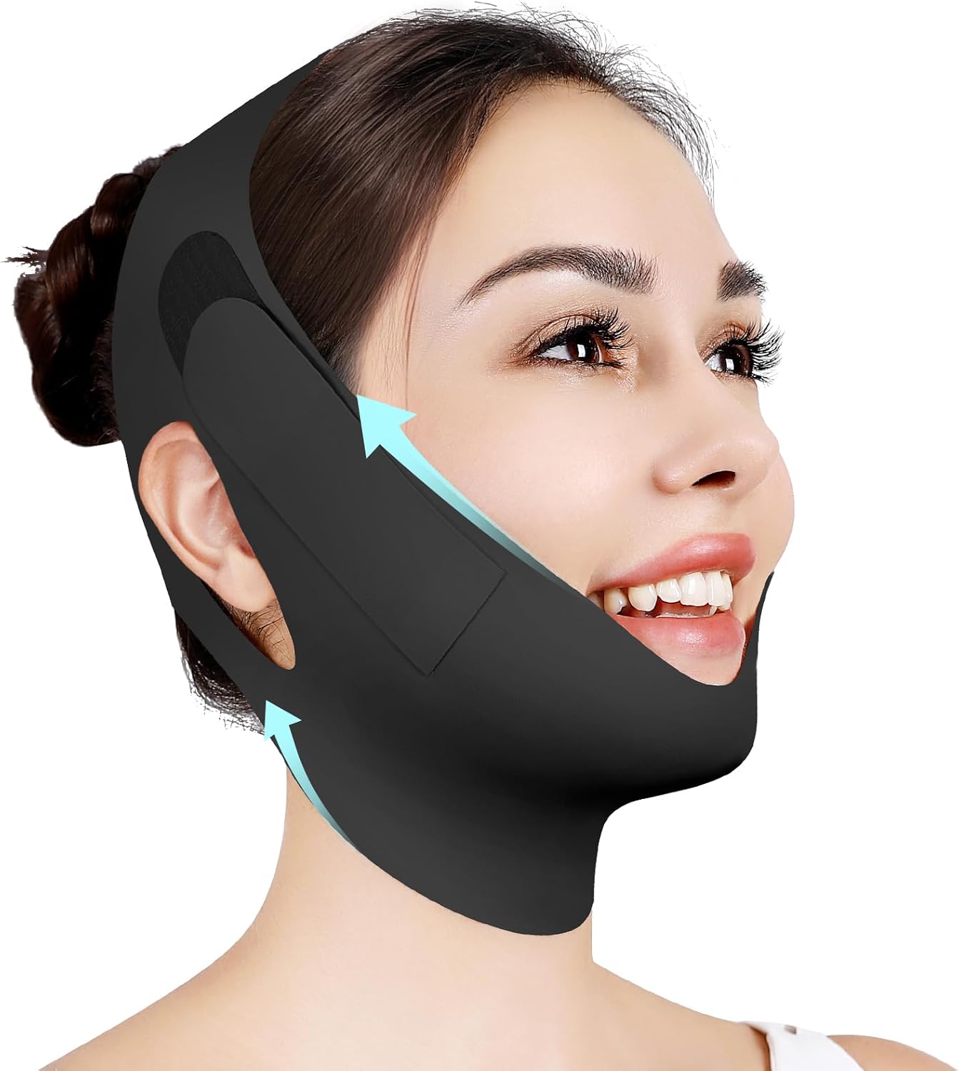 Juskaa Chin Strap for Sleeping,Adjustable Chin Strap,Jaw Strap,Jawline Shaper,V Line Lifting Mask,Black,M