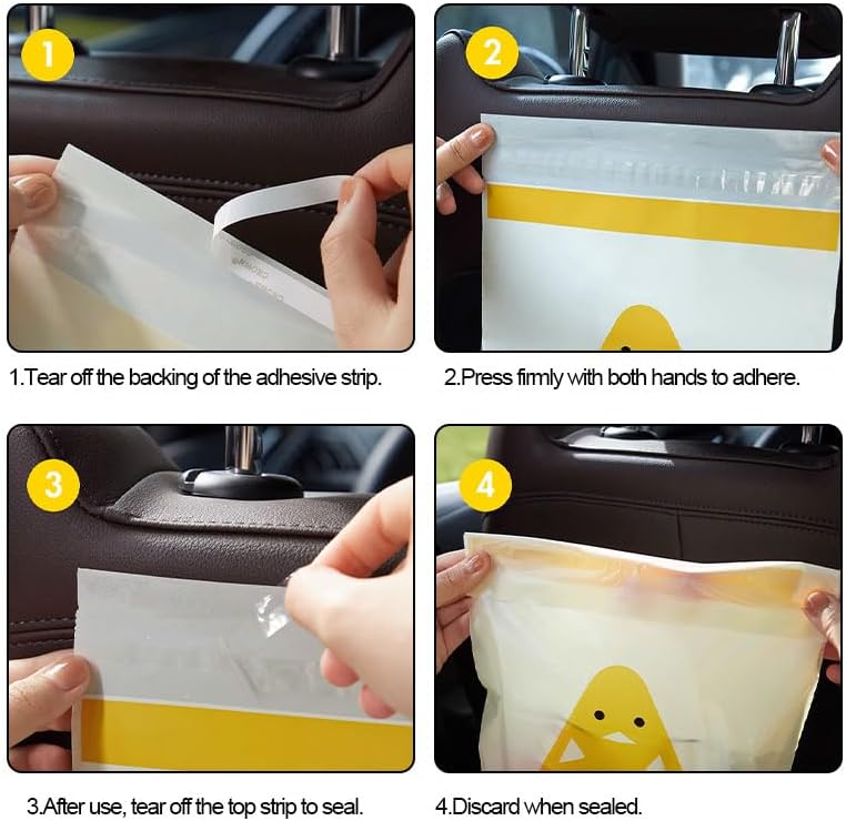 15pcs Car Trash Bags Easy Stick-On Disposable Portable Car Garbage Bags, Self-Stick Disposable Bags for Commute Road Trip Daily Driving to Keep Vehicle Clean and Tidy