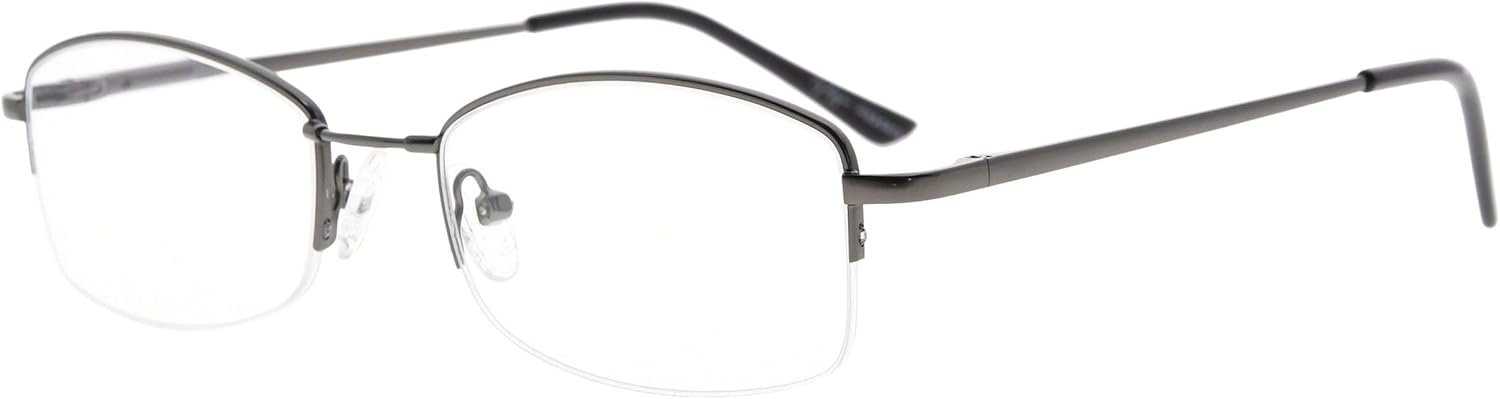 Eyekepper Half-Rim Womens Reading Glasses Memory Titanium Bridge Ladies' Readers (Gunmetal,+1.50)