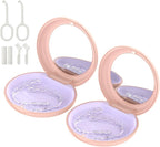 2 Pack Retainer Case with Mirror, Compatible with Invisalign, Orthodontic Aligner Case with Removal Tool and Brush, Pink