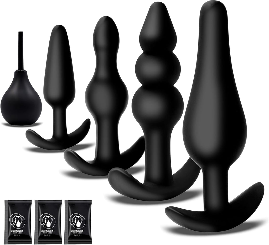 Silicone Anal Plug Set 5 PCS Training Kit Butt Plug Anus from Beginners to Advanced Player for Comfortable Long-Term Wear, Sex Toys for Couples