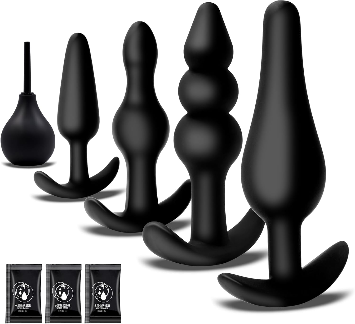 Silicone Anal Plug Set 5 PCS Training Kit Butt Plug Anus from Beginners to Advanced Player for Comfortable Long-Term Wear, Sex Toys for Couples