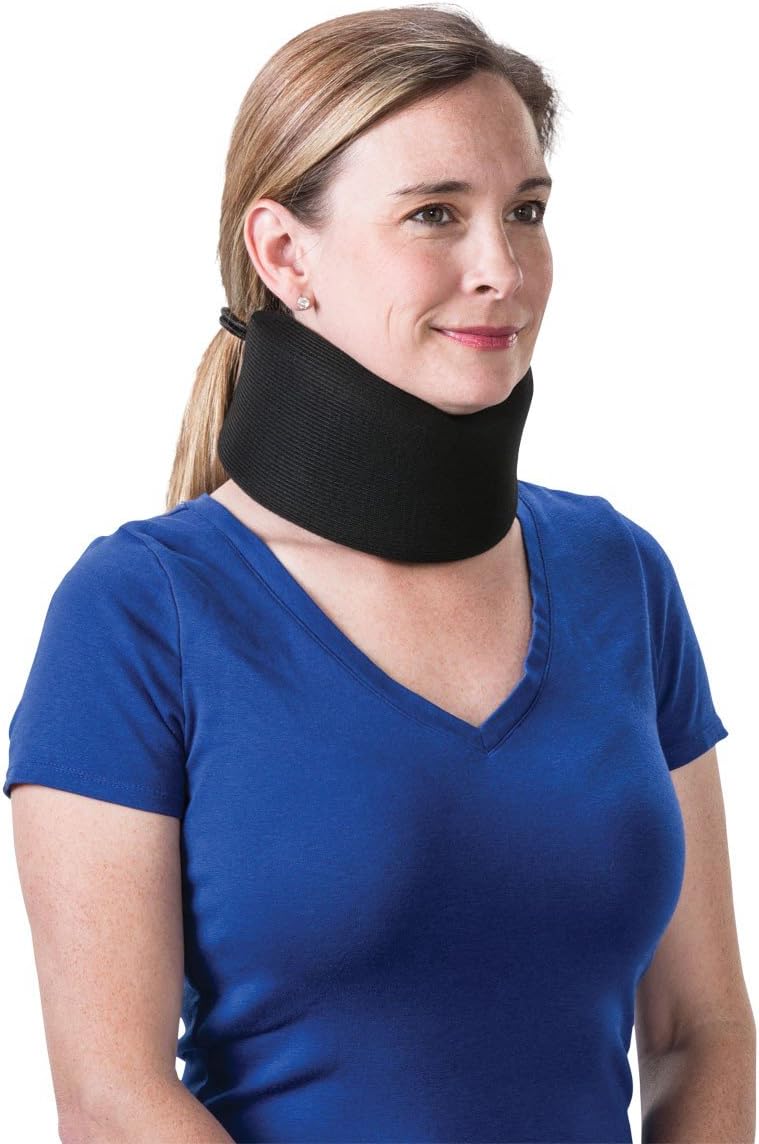 Core Products Soft Foam Cervical Collar Neck Support Brace, Helps Stabilize Vertebrae & Relieve Spinal Pressure for Men & Women - Black, Small Fits (1.8-2.2 inch) Height