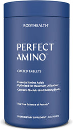 BodyHealth PerfectAmino (300 ct) Easy to Swallow Tablets, Essential Amino Acids Supplement with BCAAs, Vegan Protein for Pre/Post Workout & Muscle Recovery with Lysine, Tryptophan, Leucine, Methionine