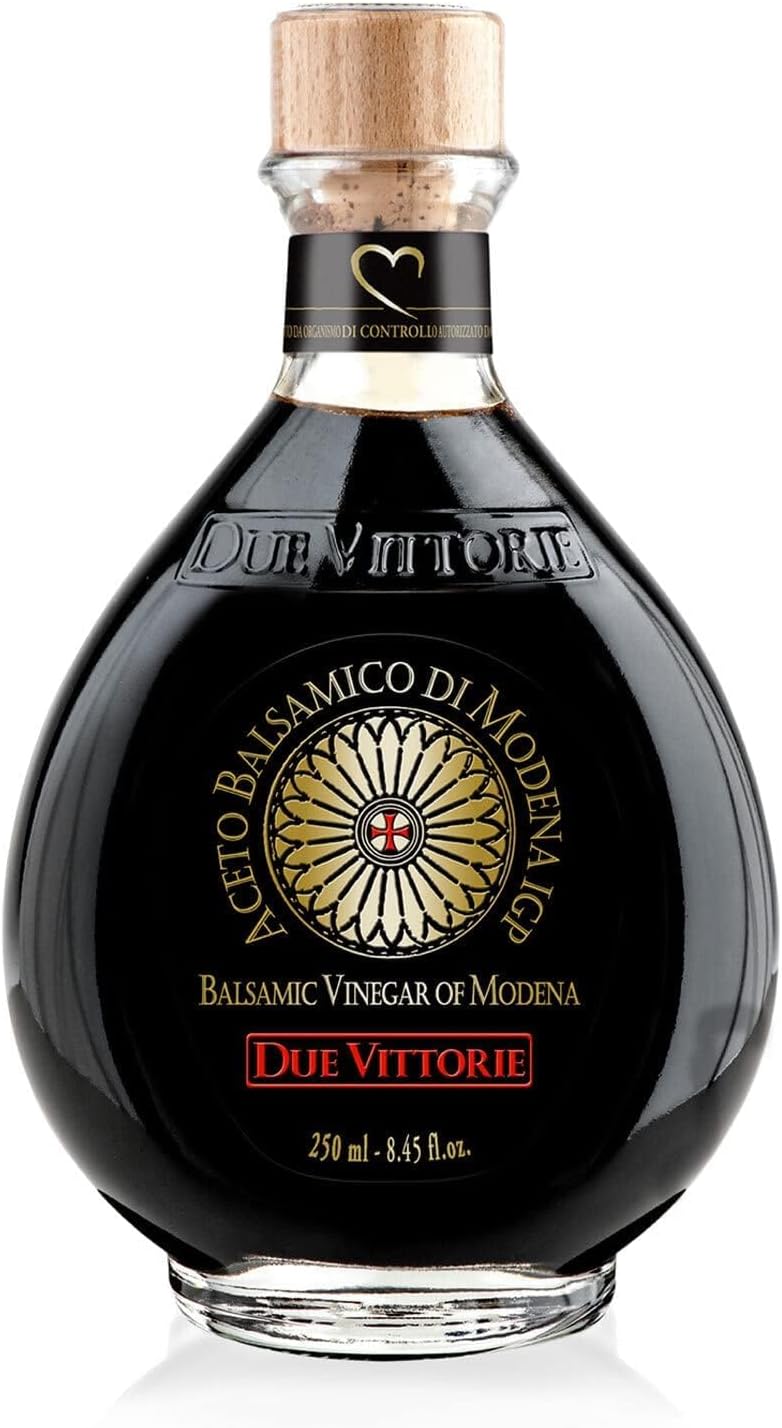 Due Vittorie Oro Gold, Barrel Aged Balsamic Vinegar of Modena IGP with Built in Pourer, All-Natural, Extra Dense Premium Vinegar Aceto Balsamico di Modena IGP Italy - 8.45fl oz / 250ml