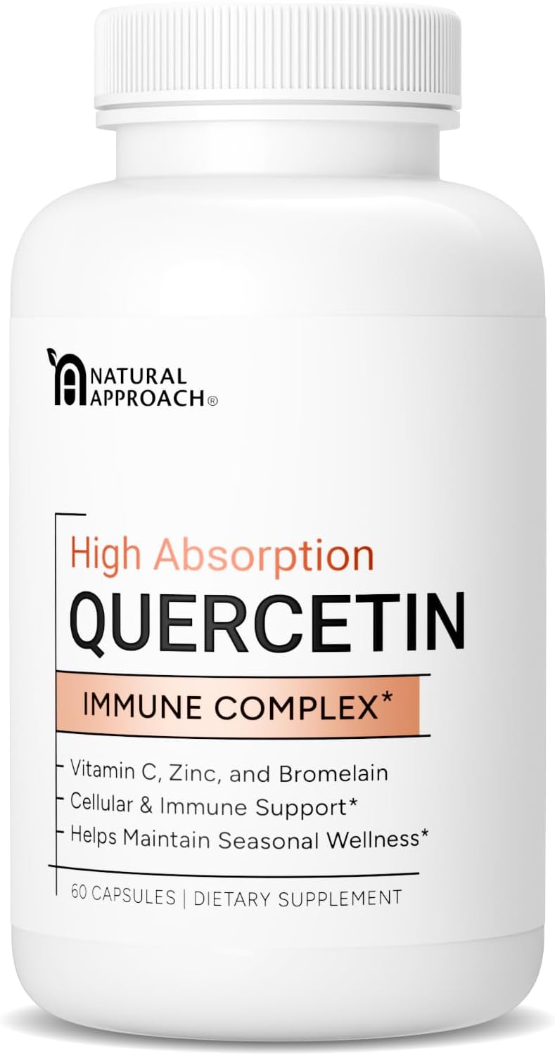 High Absorption Quercetin with Bromelain, Vitamin C and Zinc - 500mg Quercetin Phytosome - 50x More Absorption - Supports Immune Function & Cellular Health - USA Manufactured Supplement - 60 Capsules