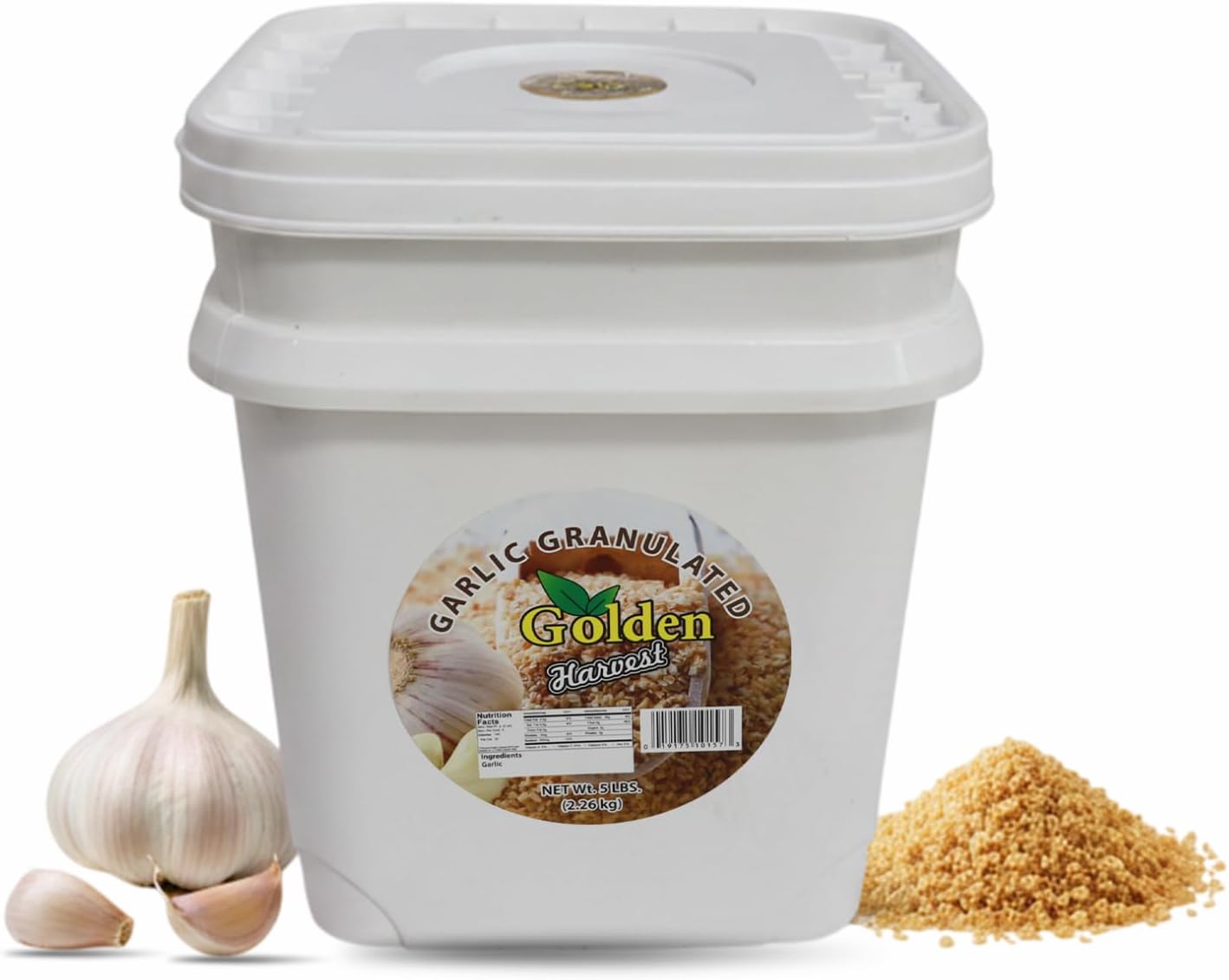 Golden Granulated Garlic | Bulk Pack 5 lbs (2.26kg) For Restaurants & Catering | Non Gmo & Gluten Free Premium Granules | Garlic Powder Style Seasoning for Flavoring Dishes, Dry Rubs & Marinades