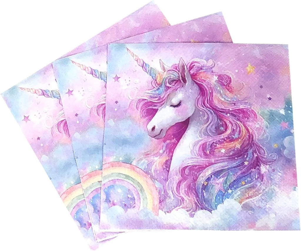 Unicorn Party Napkins,40PCS Rainbow Balloon Napkins Disposable, Unicorns Partys Supplies Birthday Decorations, Fancy Unicorns Party Dinner Paper Napkins 6.5in
