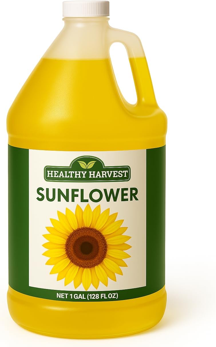 Healthy Harvest Non-GMO Sunflower Oil - Healthy Cooking Oil for Cooking, Baking, Frying & More - Naturally Processed to Retain Natural Antioxidants (One Gallon)