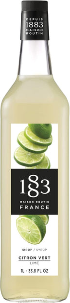 1883 Lime Syrup for Drinks, Made in France, 1 Liter Glass Bottle