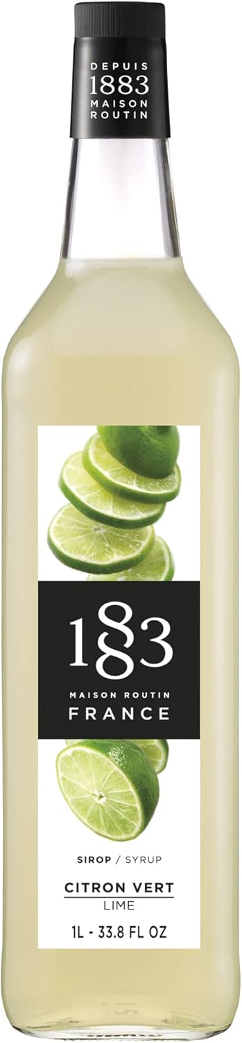 1883 Lime Syrup for Drinks, Made in France, 1 Liter Glass Bottle