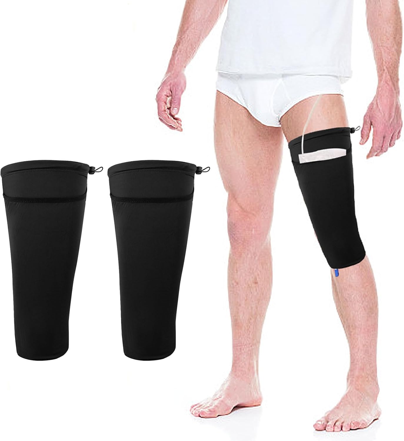Catheter Leg Bag Holder, Fabric Catheter Sleeves Urine Leg Bag Holder - Adjustable Urinary Drainage Bag Stay in Place Urine Bags for Legs Foley Catheter Bag Holder Strap for Men or Women, 2 Pcs (M)