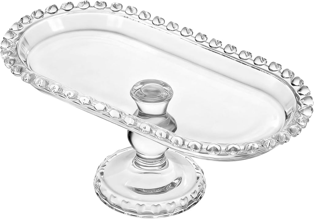 Luxshiny Footed Fruit Serving Tray: 9.7" European Style Dessert Display Platter for Fruits Snacks and Appetizers - Decorative Serving Tray for Parties Weddings and Home Decor