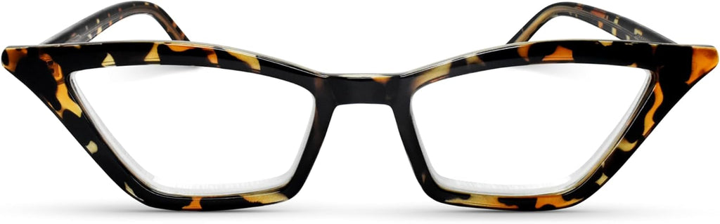 2SeeLife Premium Cat Eye Reading Glasses for Women – Narrow-Medium Fit, Sturdy Frame, Spring Hinges, Stylish Funky Readers, Brown Tortoise, +0.75
