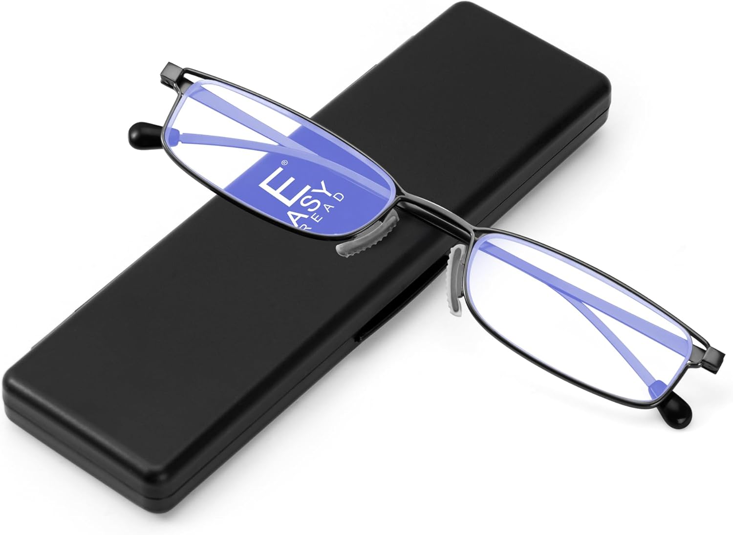 EASY READ Ultra Thin Reading Glasses Women Men,Blue Light Blocking Compact Slim Mini Metal Readers with Portable Case