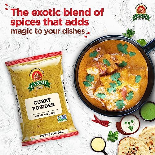 Laxmi Curry Powder 200gm (7oz) | Curry powder seasoning with a blend of spices | Non-GMO Product | For cooking and seasoning | Saves you time and energy