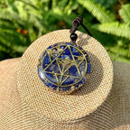 Lapis Lazuli Orgonite Chakra Healing Orgone Pendant Necklace, Reiki Healing Spiritual Crystals Stones Men Women