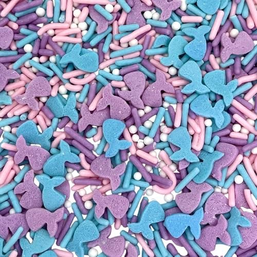 Manvscakes, Mermaid Sprinkles for Baking, Soft Jimmies, Naturally Colored, No Artificial Dyes, Blue Pink Purple, Cake, Cupcake Toppings, 3oz