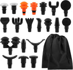 Massage Gu-n Attachments, 20pcs Relaxation Massager Heads with 2pcs Drawstring Bag Different Massager Heads to Meet Different Needs for Deep Tissue Percussion Plug and Play(Black)