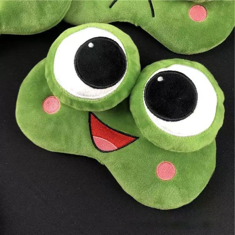 Style 03 Cute Frog Plush Sleep Eye Mask, 5D Cartoon Funny Eye Cover with Adjustable Strap, Soft Blindfold for Travel, Nap, Gift for Women Men