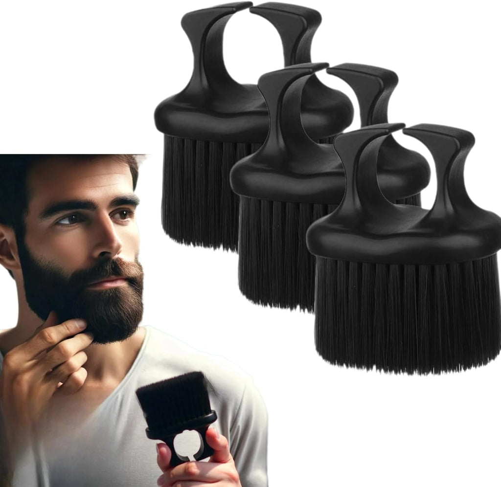 FOMIYES 3pcs Beard Brush for Men, Neck Face Duster Brush Mustache Grooming Tool for Men's Hairdressing Salon Home Barber Shop