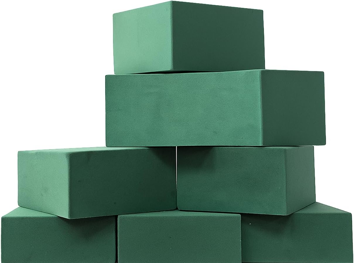 Qaduoduo 6PCS Floral Foam Blocks, High Absorbent Flower Foam, Easy to Cut & Shape, Wet & Dry Use, Odorless, for Wedding Centerpieces, Table Decor & DIY Crafts, Florists & Beginners