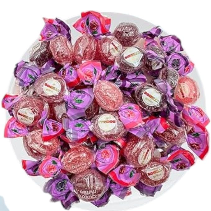 Gourmet Bonelle Italian Berry Fruit Jellies -1.5 lbs Individually Wrapped Candy- Raspberry, Blackberry, Blueberry, and Wild Strawberry -Vegan & Gluten-Free(Approx 160 pieces 24 oz)