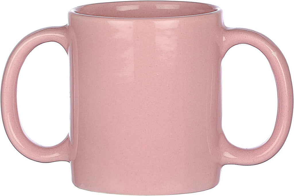 HealthGoodsIn Dual Handle Mug (Double Grip Mug) to Aid Tremors, MICROWAVE SAFE, 11.83 US Fl. Oz. (350 Ml) - PEACH Color