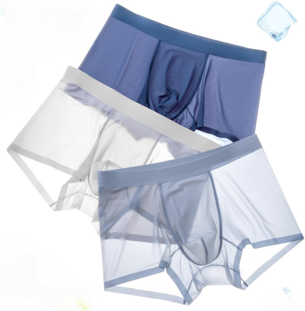 Men's Ice Silk Sexy Seamless Boxer Briefs Shorts Underwear,Underwear Comfortable Ultra-thin Breathable Male Underpants