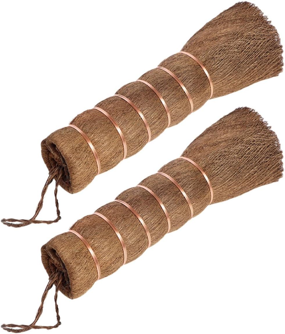 2-pcs Tea Tray Cleaning Brush Set with Brown Bristles, Handmade Large Tea Tray Brushes for Teaware Cleaning and Kitchen Scrubbing