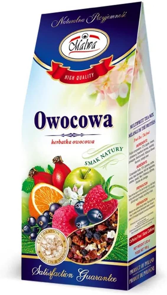 Multifruit Tea Mix by Malwa (Herbatka Owocowa) 100g/3.52oz Apple Rowan Chokeberry Hawthorn Pineapple Blackcurrant Rosehip Hibiscus Orange - Non Caffeine - Product of Poland