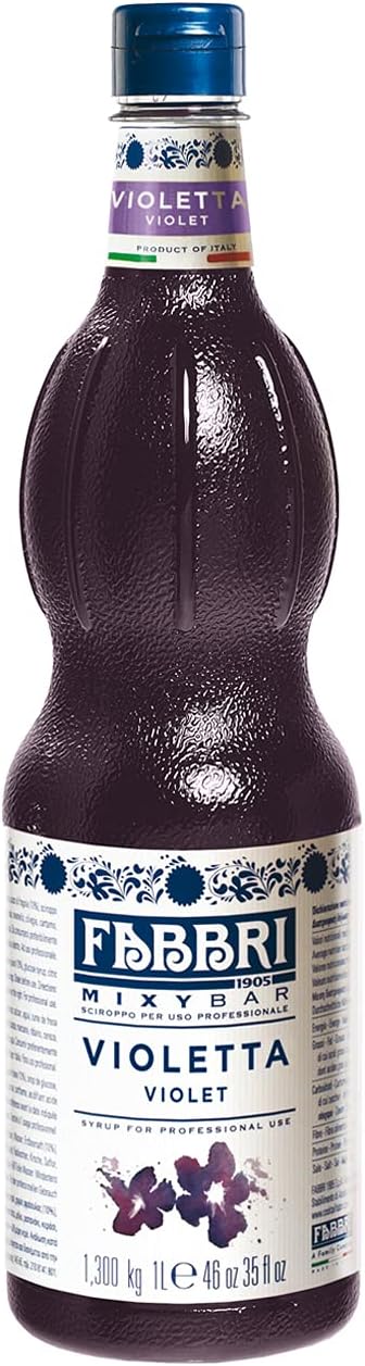 Fabbri Flavoring Syrup, Violet, Made in Italy, 33.8 Ounce (1 Liter)