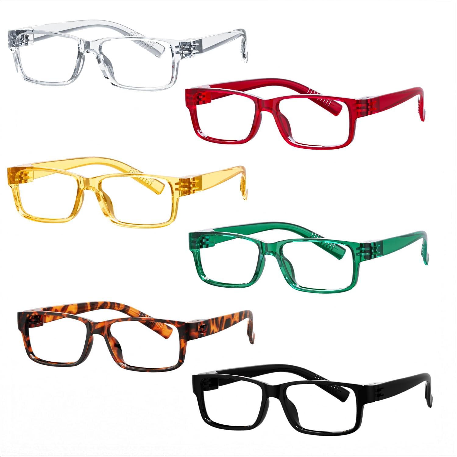 Eyekepper Metalless Screwless Spring Hinges Reading Glasses 6 Pack Vintage Readers for Men Women +3.75