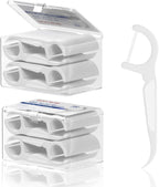 Holy Rose Dental Floss Case with 100 Floss Picks -2 Box 200 Count Flossers- Flat Line Design - Portable and Hygienic Oral Care Dispenser Set for Teeth and Gums - Dental Cleaning Tool.