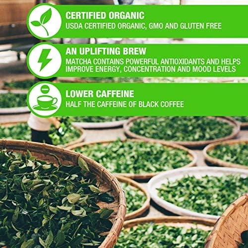 Tipson Organic Matcha Green Tea - Mint - 25 Foil Enveloped Double Chambered Bags - Keto/Paleo
