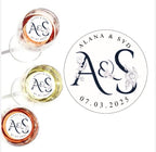 Custom Wedding Drink Toppers, initials Monogram Cocktail Floaters, 2 or 2.5 inch 12 Pack, engagement toppers