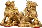 NIBHZ Wealth-Enhancing Bronze Qilin Ornaments, a Pair of Brass Qilin, for Home use, Bringing Good Fortune and Protection to The Home,A Pair,9.8 in