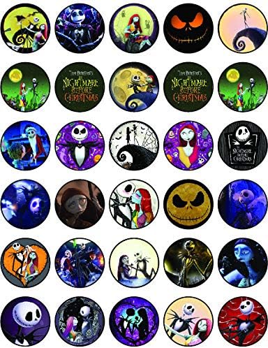 30 Edible Cupcake Toppers – Spooky Holiday-Inspired Designs Collection | Uncut Edible Icing Sheet Decorations