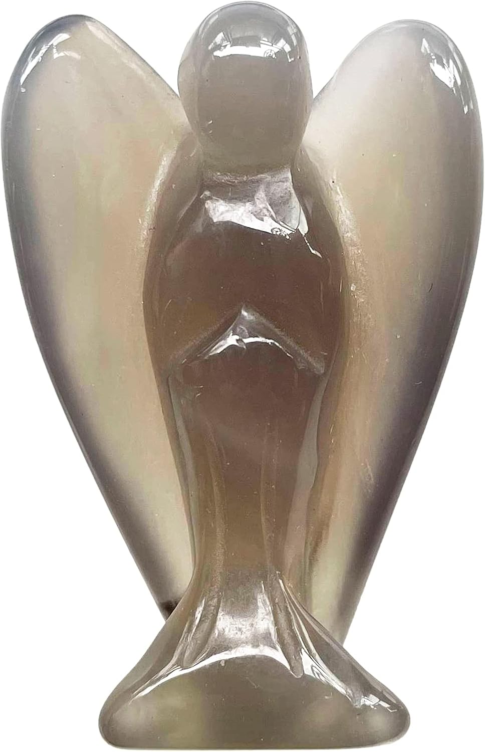 Fekuar Natural Agate Healing Crystal Prayer Guardian Angel Statue, Carving Pocket Palm Stone Figurines Decoration 1.5 inches
