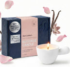 Massage Candle – Soy Wax Candle that Melts Into Warm Massage Oil, Body Oil Candle, Rose & Vanilla Scent, Ceramic Pour Cup (5 oz)
